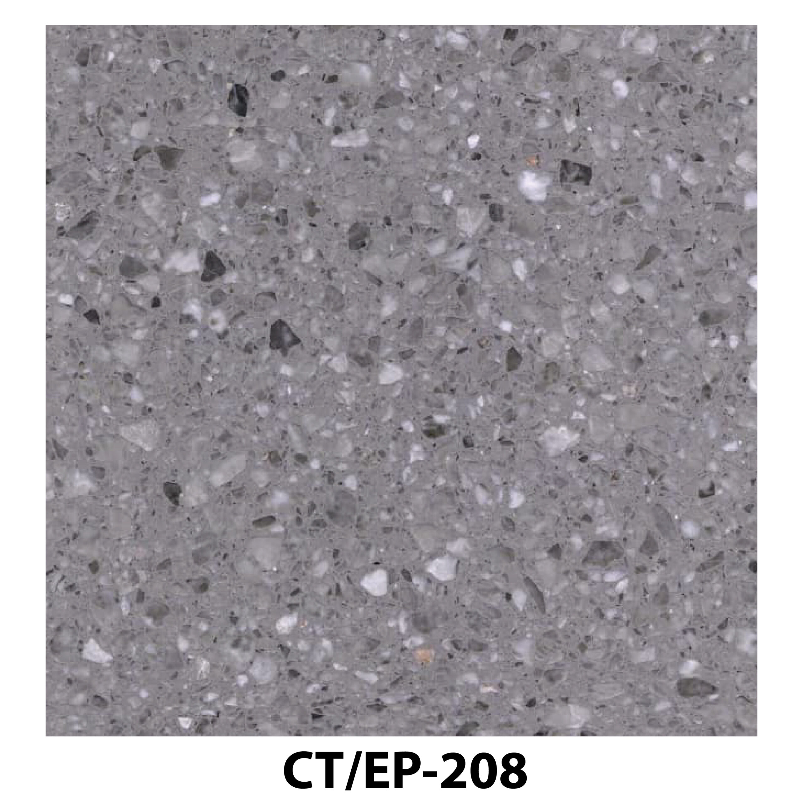 Medium grey terrazzo tile with light grey and white stone chips.
