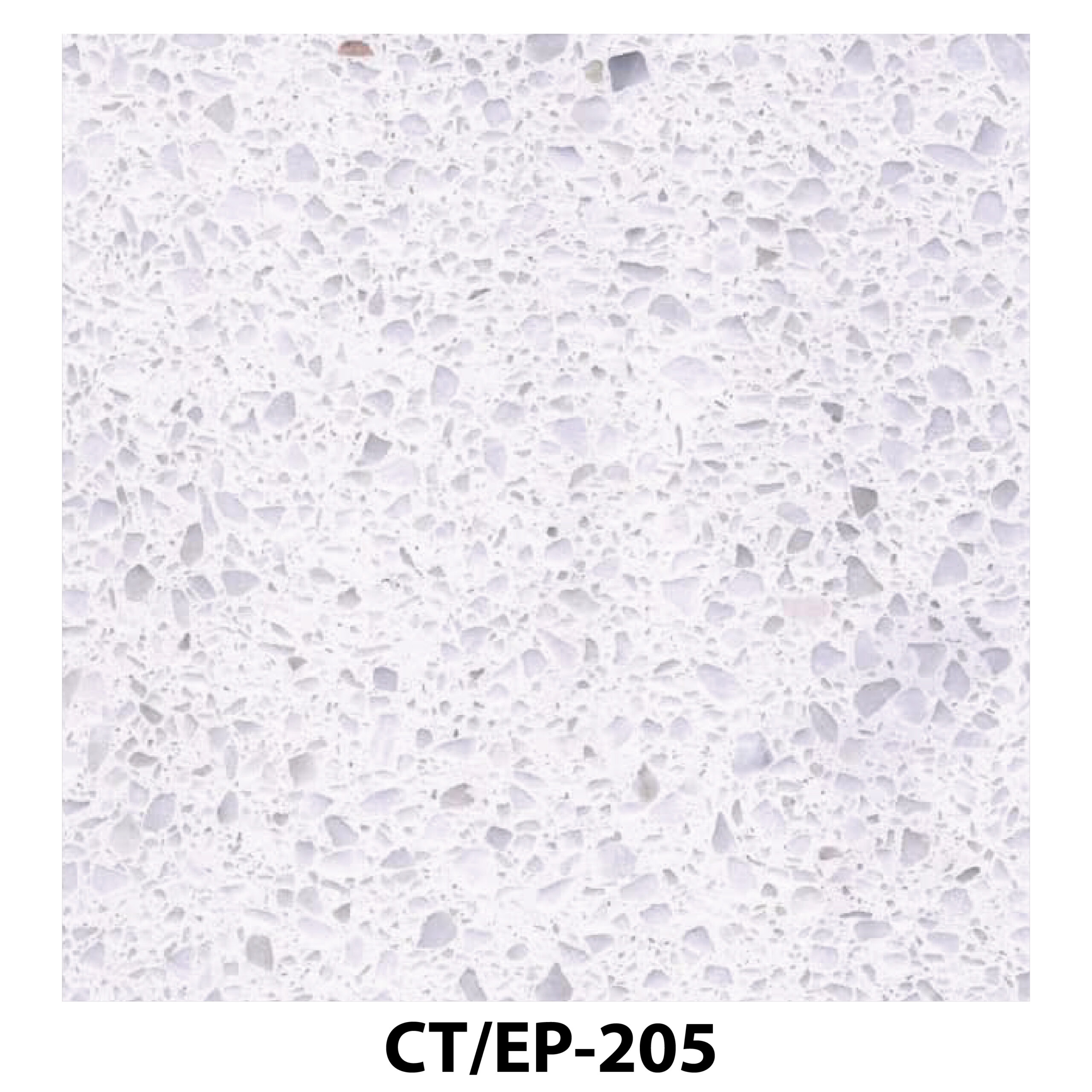 Bright white terrazzo with fine, uniform translucent stone chips.