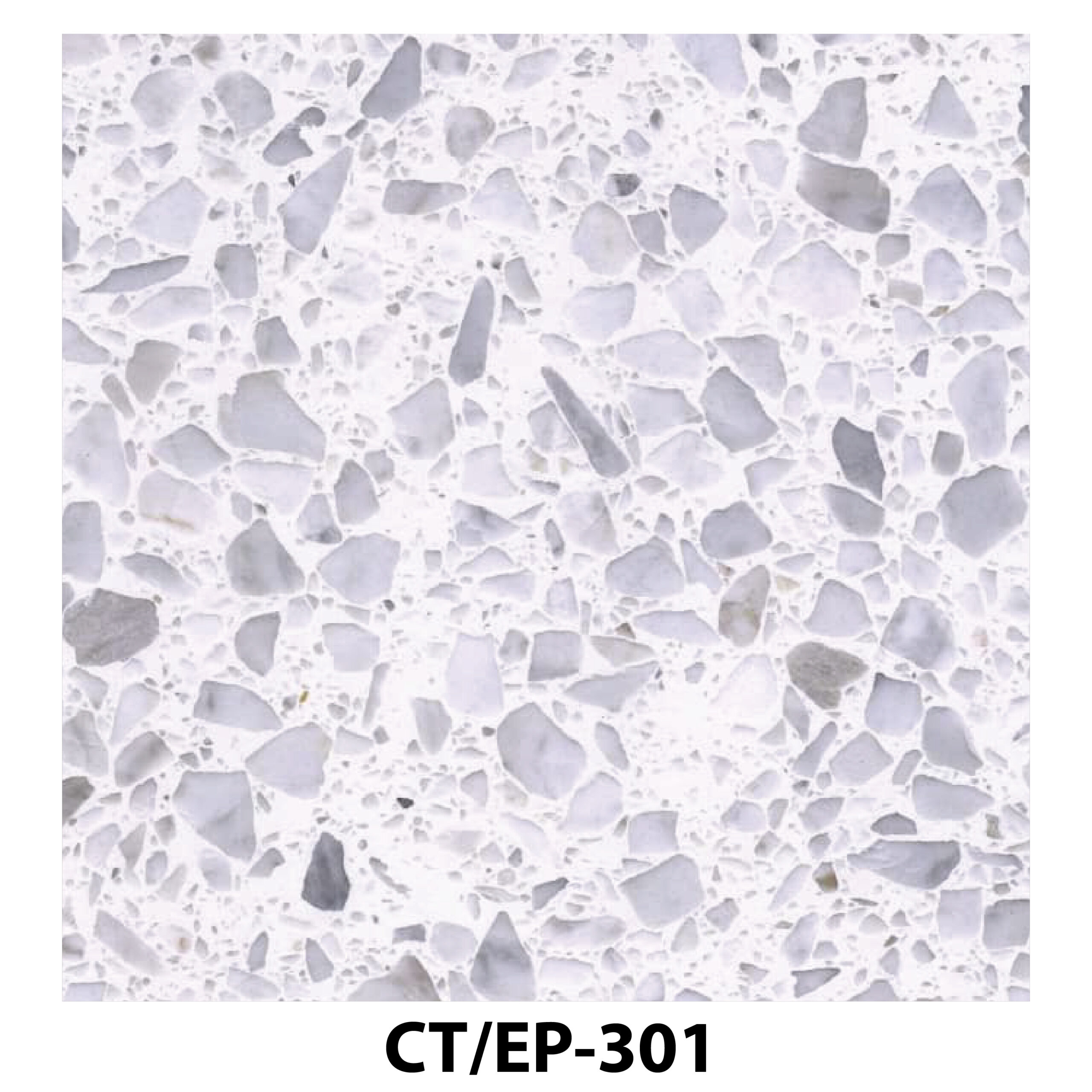 White terrazzo tile featuring large light grey stone fragments.