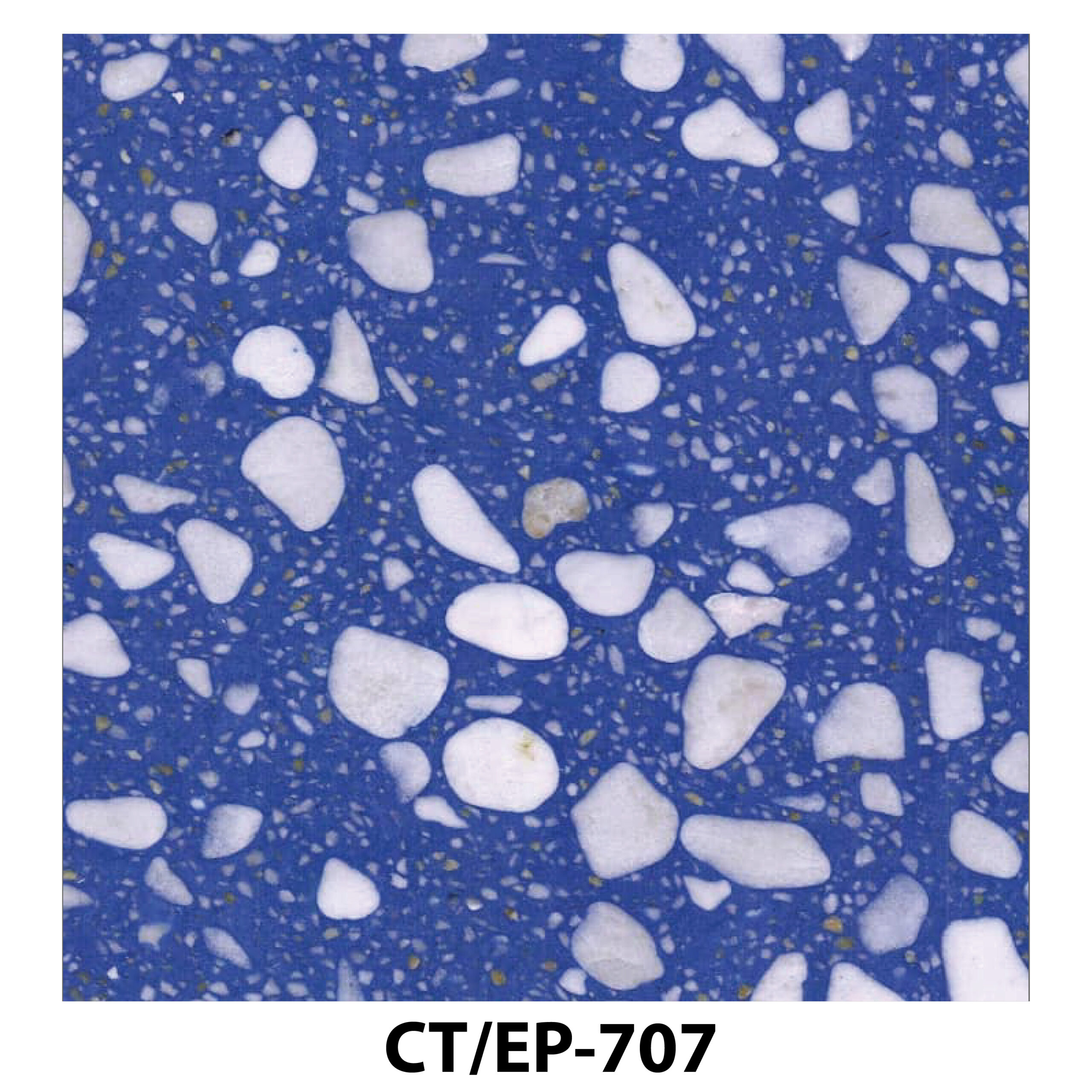 Beige terrazzo with large olive-brown marble chips.